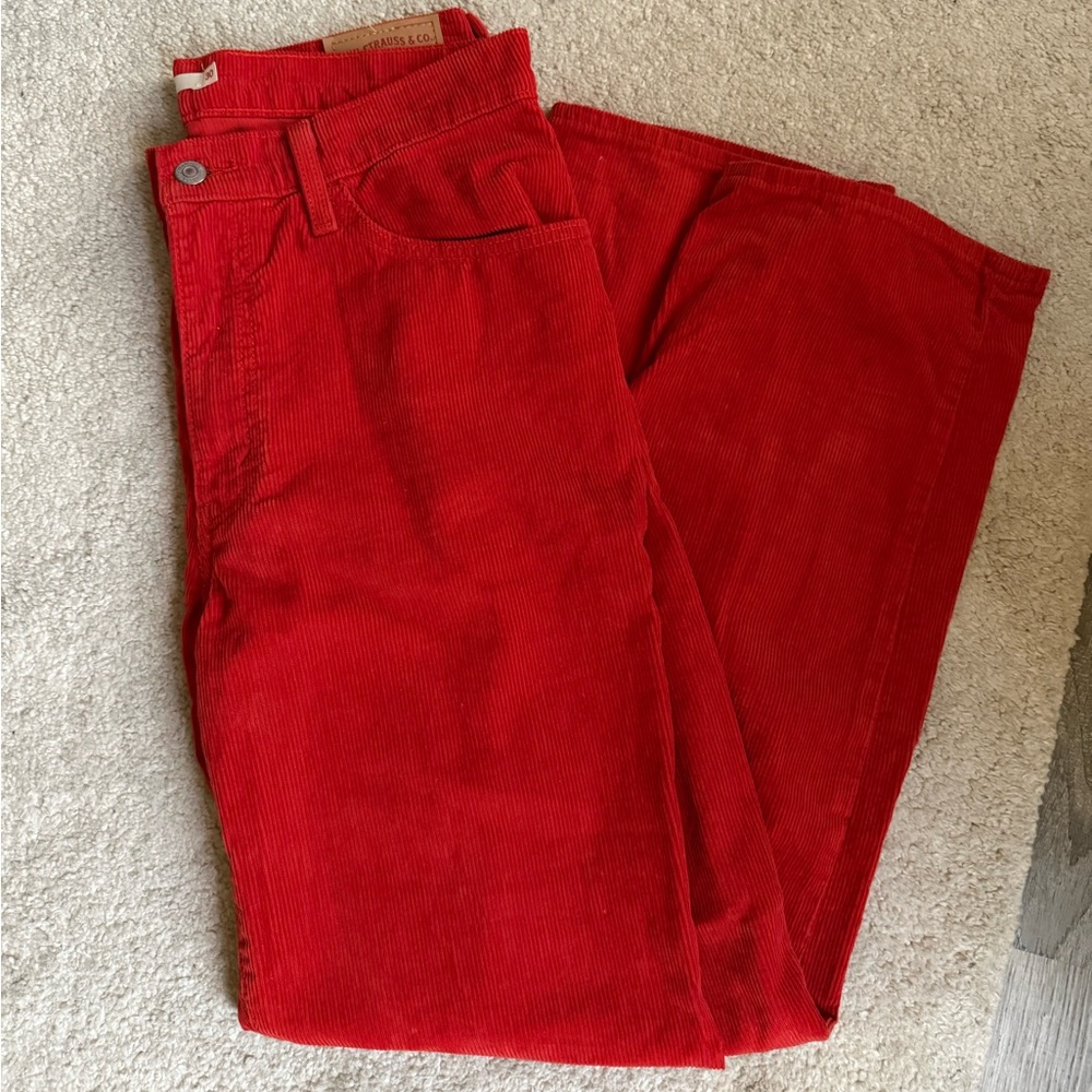 Red Corduroy Levi Baggy Jeans